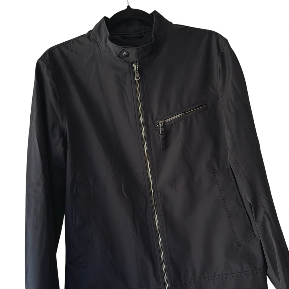 BANANA REPUBLIC NWOT MEN’S BLACK ZIP FRONT JACKET SNAP COLLAR | SMALL